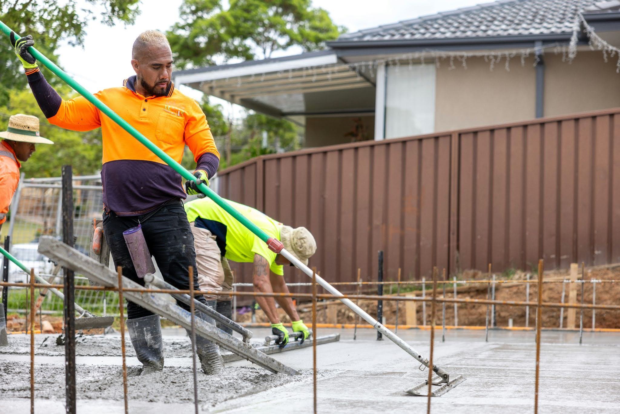 Concrete contractors on a job site.